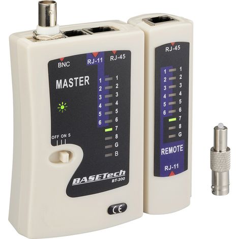 Kabeltester BT-200 Basetech BT-200 Geeignet für RJ-45, RJ-11, BNC (1/5)