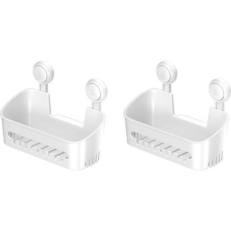2X Douche, Support à ÉPices, Organisateur de Salle de Bain, Panier de Rangement, Sans Perceuse, Ventouse Amovible, Support Mural (1/5)