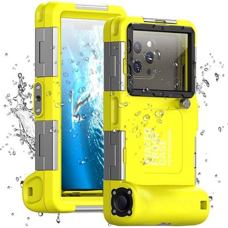 Impermeabile, adatta per immersioni con smartphone iPhone, Samsung Galaxy e Huawei, professionale [15 m] per snorkeling, surf subacqueo, foto e video (giallo) (1/5)