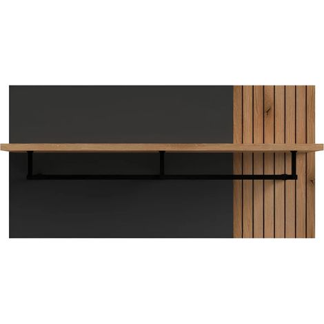 Mensola sospesa Esteban440 con appendiabiti integrato antracite e rovere evoque (1/5)