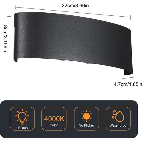 Neoglint moderne mur LED appliques 8W haut vers le bas lampe luminaire blanc chaud pour couloir couloir salon chambre