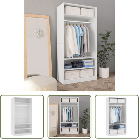 The Living Store Kleiderschrank Weiß 100×50×200 cm Holzwerkstoff - Schreibtisch - Garderobe - Kommode - Möbel - Wohnzimmer (1/5)