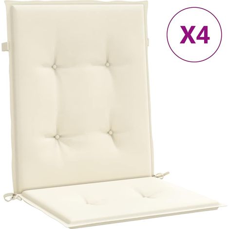 Maison Exclusive - Coussins de chaise de jardin à dossier bas lot de 4 crème (1/5)