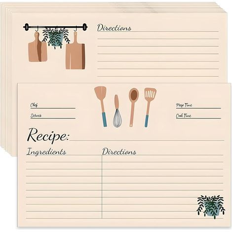 Lot de 50 cartes de recette 15 x 10 cm pour écrire des deux côtés, livre de recettes à écrire à faire soi-même (1/5)