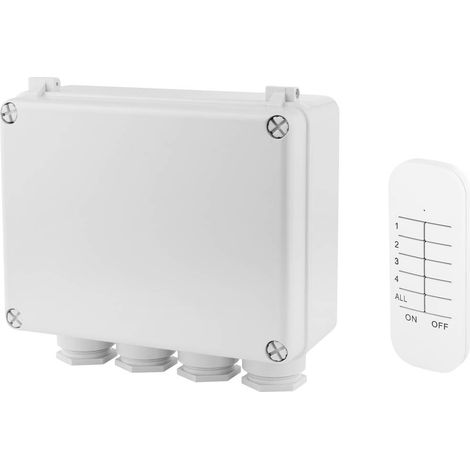 Smartwares – Boîtier de commande extérieur 3 voies – SH499652 – Télécommande 4 canaux – IP55 – 400W par canal – Compatible série BASIC