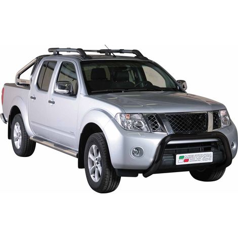 Pare-buffle Avant pour Nissan Navara 2010-2014 76 mm en Acier Inoxy Noir (1/5)
