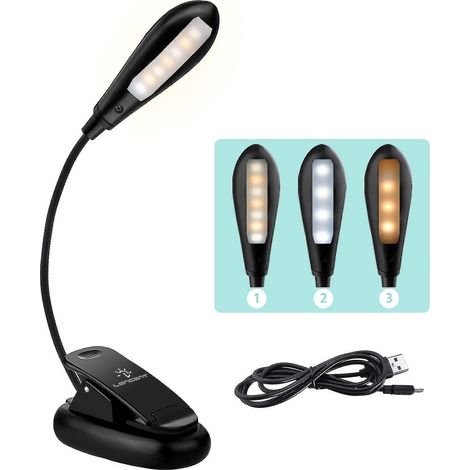 Lampe de bureau LED, lampe de table à bras articulé avec pince pour la lecture (1/5)