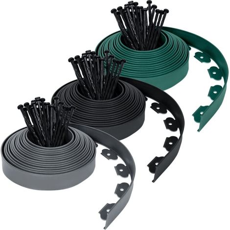 Flexible Rasenkante 10m Beeteinfassungen aus PP-Kunststoff Gartenumrandung mit 30 Befestigungsnägel Beetumrandungen 5cm höhe für Garten, Schwarz NAIZY