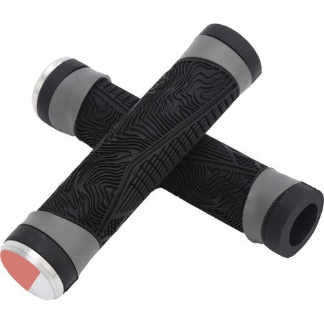 Poignées de vélo en silicone antidérapantes avec embouts, réduction des vibrations pour VTT et VTC (Noir) (1/5)