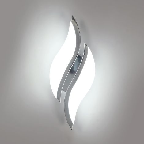 1 Applique Murale, Métal Chromé, 12W LED, Lumière Blanche Froide, Acrylique, Pour Chambre Salon