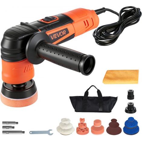 Pulidora para Coche 600 W, 6 Velocidades 1000-4500 RPM, Kit 3 en 1 con Platos 30/50/76 mm, Almohadillas de Esponjas, Lana, Microfibra y Extensiones para Pulido Abrillantado Encerado Detallado (1/5)