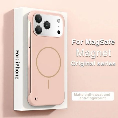 (Or, iPhone 12) Coque de téléphone ultra-mince sans bordure, en matériau PC givré, compatible avec la recharge sans fil MagSafe. (1/5)