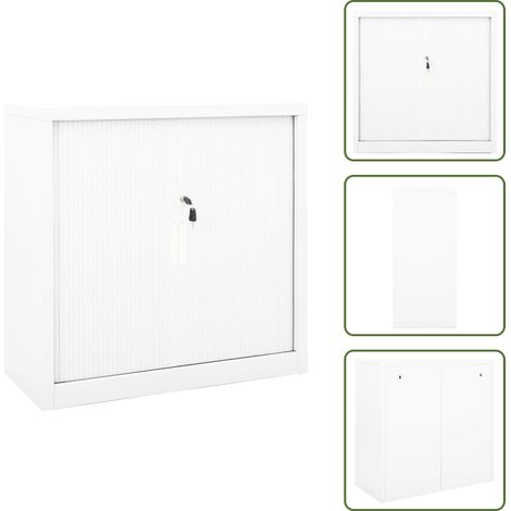 Armadio per corridoi - vidaXL Armadio con Ante Scorrevoli Bianco 90x40x90 cm in Acciaio - Armadio con ripiani regolabili