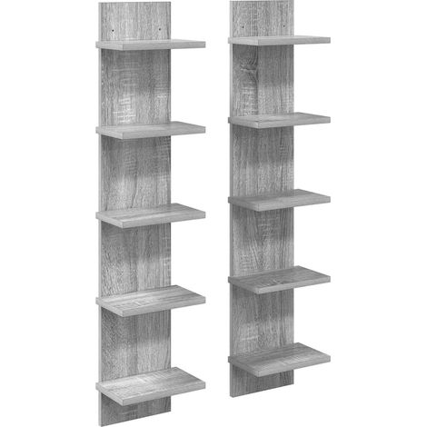 Estante de pared 2 uds. Sonoma gris 22 x 15 x 100 cm vidaXL