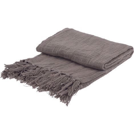 Coperta decorativa leggera morbida con frange in cotone per letto e divano 170 cm -Bianco (1/4)