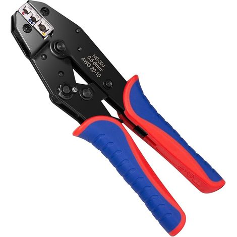 Pince à sertir pour cosses isolées, convient pour 0,5 à 6 mm², pince à sertir avec fonction cliquet, idéale pour les travaux électriques, les projets de bricolage (1/4)