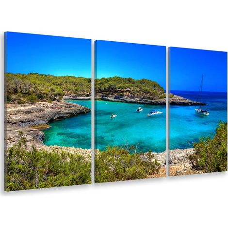 Tableau triptyque paysage les plages de majorques - 90x60 cm (1/5)