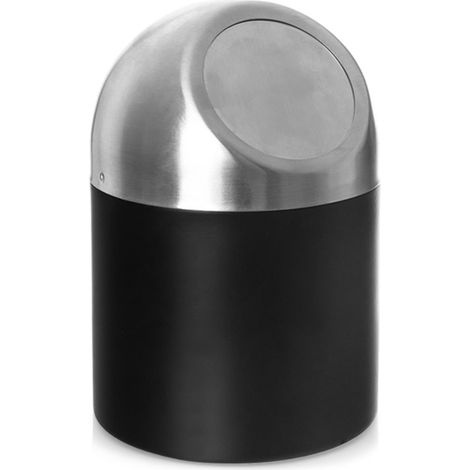 Papelera de baño de acero NEGRO 1,2 l