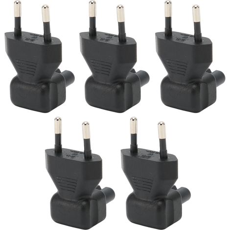 Adaptateur EU vers IEC C7, 5 Pièces Fiche Mâle EU à Fiche Femelle C7, Connecteur Coudé 125‑250V (1/5)