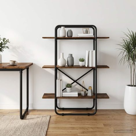 vidaXL Étagère 3 niveaux 60 x 35 x 105 cm PB Chêne fumé (1/5)