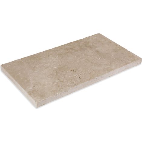 Dessus de marche Travertin Beige Nuancé 61x33x3 cm Bord Droit (à l'unité) - RO'MA NATURE