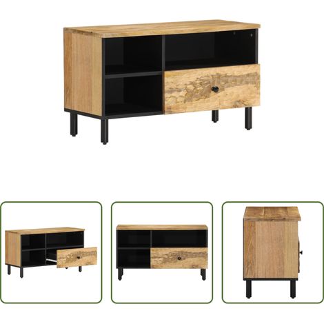 vidaXL Rangement -  Meuble TV 80x33x46 cm bois massif de manguier (1/5)