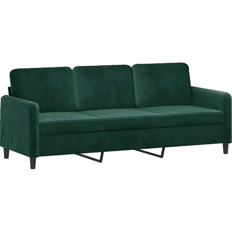 Divano a 3 Posti Sofa Verde Scuro 180 cm in Velluto (1/5)