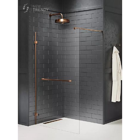 Paroi de douche à l'italienne 90 cm cuivre brossé avec porte serviette TAHITI COPPER BRUSHED (1/5)