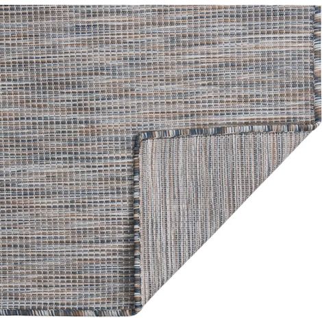 Tapis à tissage plat d'extérieur 120x170 cm Marron et bleu