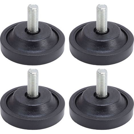 Lot de 4 pieds en caoutchouc à visser pour meubles, réglables, filetage M10, pour table, chaise, canapé, diamètre 58 mm (1/5)