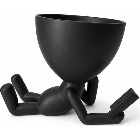 Pot décoratif noir pour plantes, lecteur allongé, élégant (1/3)