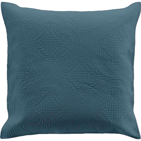 Housse de coussin en microfibre avec motifs en relief "Romane" - Bleu - 60 x 60 cm - Livraison gratuite (1/4)