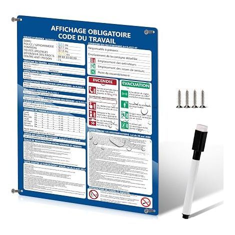 Labor Code Display Sign 400 X 300mm PVC 1mm Back Erasable Pen Screw Fixing Panel Display Business Restaurants (1/5)