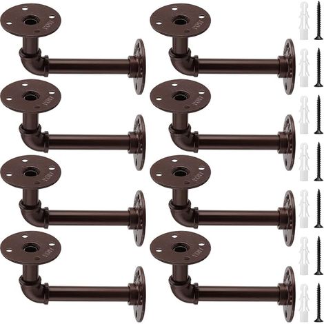 Industrial Pipe Brackets 5.5" x 3.1" Pipe Shelf Bracket Pipe Shelf Bracket Wall Mount for Floating Shelves (1/5)