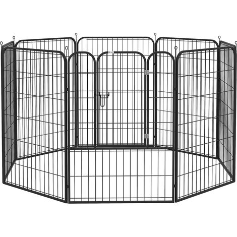 Enclos pour chiots en métal noir avec porte, 79 x 100 cm, 8 panneaux modulables (1/5)
