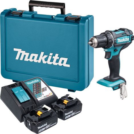 Taladro atornillador a batería Makita DDF 482 RTE de 18 V y 62 Nm + 2 baterías de 5,0 Ah + cargador + maletín (1/5)