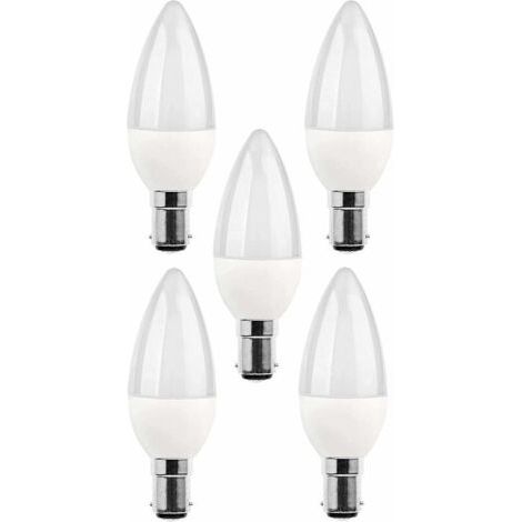 5 packs d'ampoules LED B15, ampoule incandescente 5 W, 220V 270 lm, lumière du jour 3000 K, ampoule B15 à culot baïonnette, [classe d'efficacité énergétique A+]. (1/4)