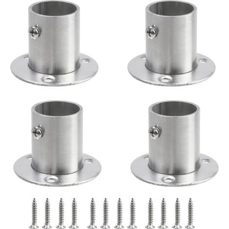 Ein Satz aus 4 Edelstahlhalterungen mit Flanschen, 25 mm, zur Befestigung der Duschvorhangstange. (1/5)
