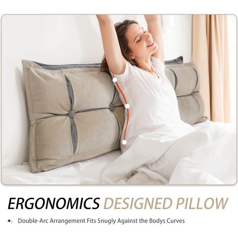 VERCART Rückenkissen Bett 2 Schichten, Lesekissen für Bett Und Sofa, Beige, 140 cm