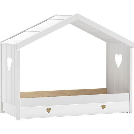MILADY - Lit Cabane Ouvert 90x200cm Blanc avec Tiroir de Lit (1/5)