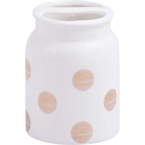 AWD INTERIOR Daisy 1353 Tazza portaspazzolino, pois dorati, porcellana rustica (1/2)