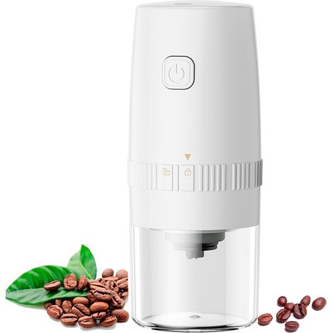 1 moulin à café électrique, meules coniques en céramique, réglage de mouture, batterie intégrée 1200 mAh, pour usage domestique et voyage (1/5)