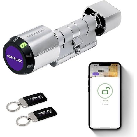 C760 European Cylinder Smart Lock IP68 Waterproof Fire Resistant Bluetooth App Control RFID Badge Pin Code Anti-Drill 30/30-45mm (60-75mm) Nickel Finish (1/5)