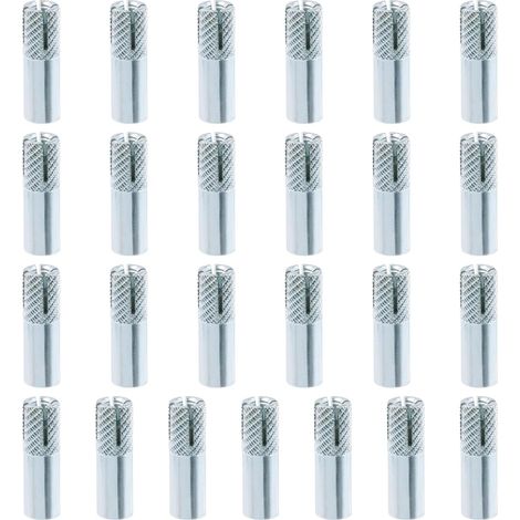 Lot de 25 chevilles moletées en acier au carbone plaqué zinc de qualité supérieure de 6,35 mm pour béton massif (1/5)