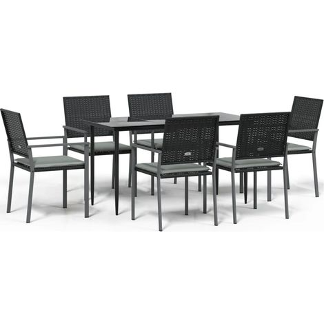 Maison Exclusive - Juego comedor jardín 7 piezas y cojines ratán (1/5)