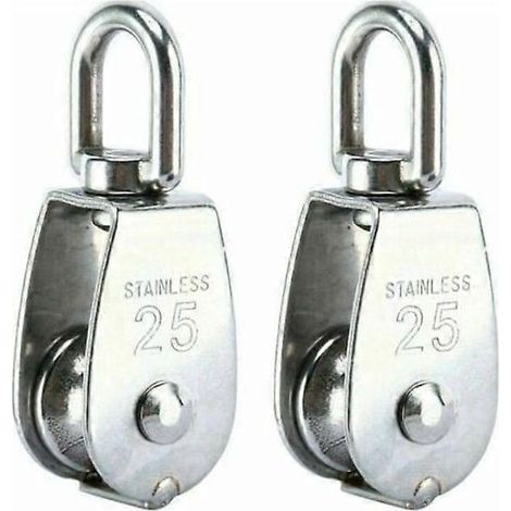 Poulie simple M25 en acier inoxydable 304, charge admissible 150 kg, lot de 2 (1/4)