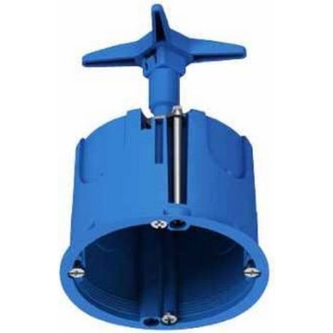 Boite de centre nue Ø 67mm prof 50mm bleu avec cheminée pour cloison seche Multifix