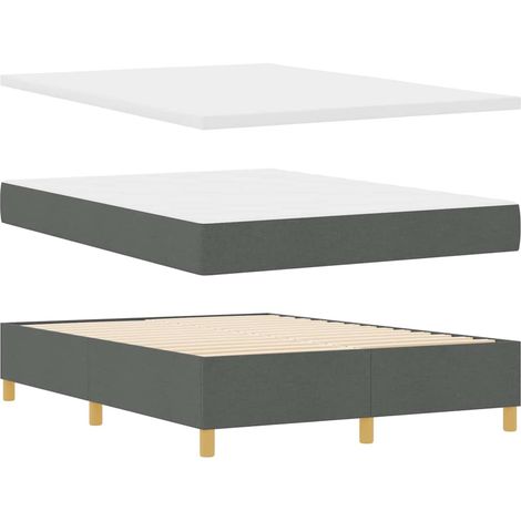 Cama con somier y colchón vidaXL y banco gris oscuro 140x190 cm telas (1/5)