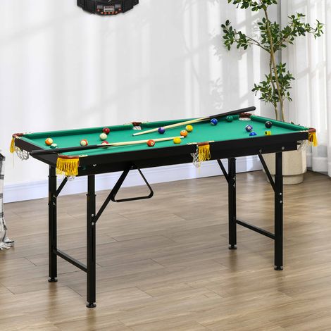 Table de billard à hauteur ajustable avec accessoires - 140x63x55-75 cm - table en MDF et caronnette en acier - verte