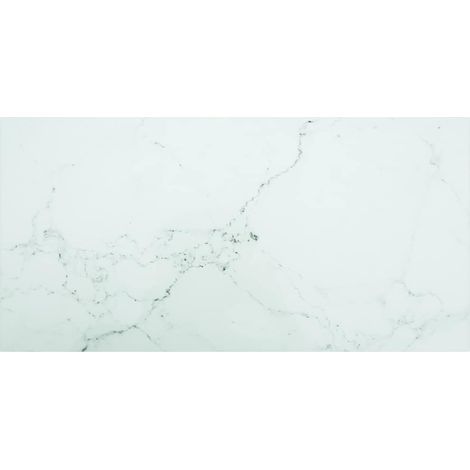 vidaXL Tablero mesa diseño mármol vidrio templado blanco 100x50 cm 6mm (1/5)